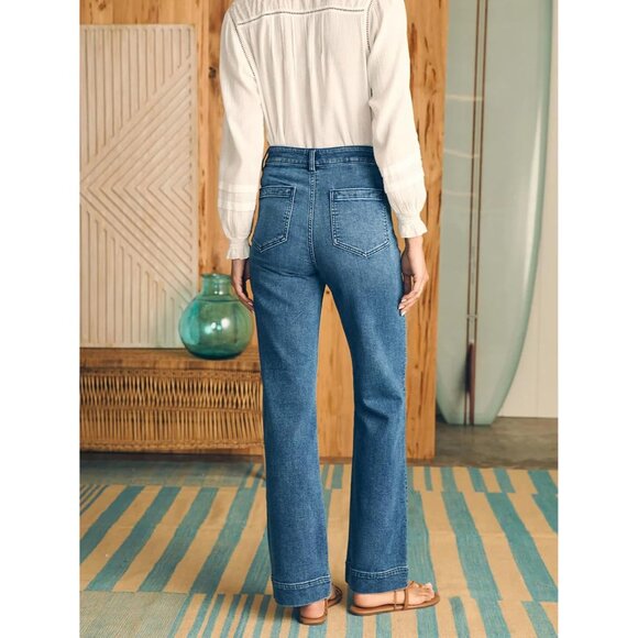 Womens Wide Leg Jeans High Waist Straight Leg Denim Pants with Pockets - Picture 5 of 5